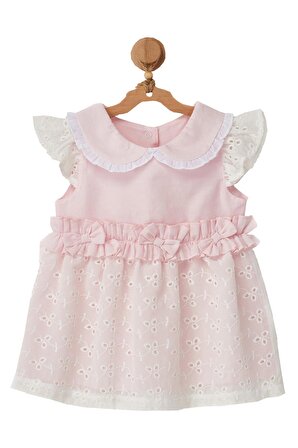 Andywawa Kız Bebek Önlük Yaka Detaylı Bandanalı Elbise Takım AC22512