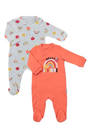 MiniWorld Erkek Kız Bebek Hello Renkli 2'li Bebek Tulum Seti 16880