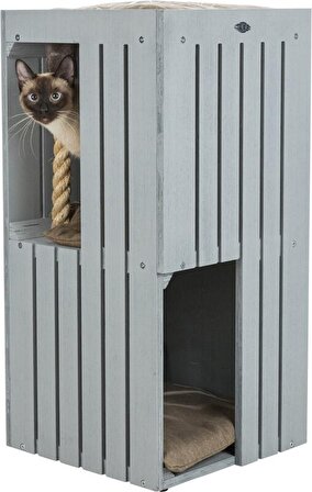 Trixie Kedi Tırmalama ve Oyun Evi, 77cm, Gri/ Kum Beji