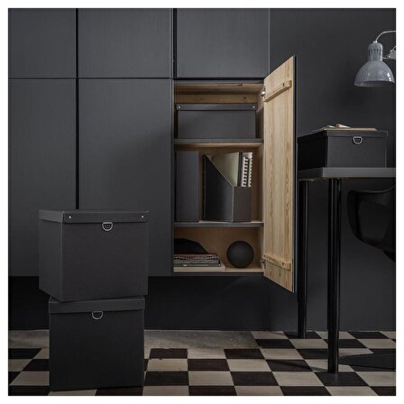 IKEA Nımm Kapaklı Saklama Kutusu - Siyah - 32x30x30 cm
