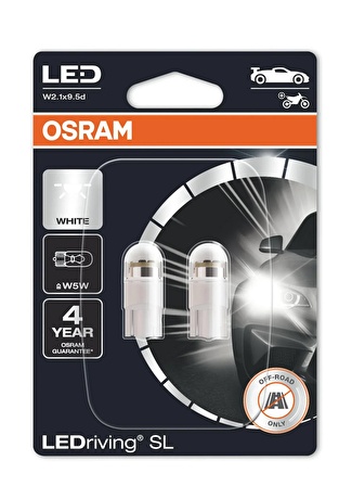 Osram T10 Led W5W Park Ampulü Beyaz Işık 4 Yıl Garantili 12V 2825DWP..02B (2’Lİ PAKET)