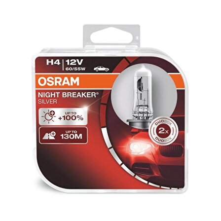 Osram H4 Night Breaker Silver %100 Fazla Işık 12V (Takım - 2 Ad.)