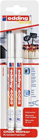 Edding 4085 Chalk Marker 1-2mm Tebeşir Kalemi Beyaz 2'li Blisterli Set