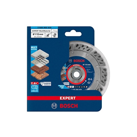 Bosch EXPERT MultiMaterial Elmas Kesme Diski 115 x 22,23 x 2,2 x 12 mm - 2608900659