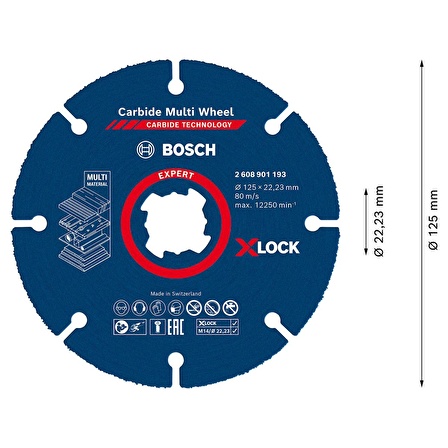 Bosch EXPERT Carbide Multi Wheel X-LOCK Kesici Disk 125 mm 2223 mm