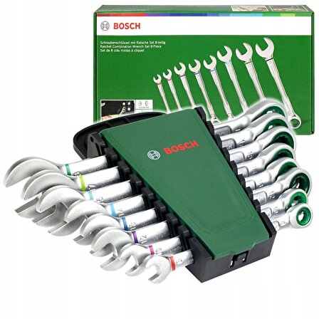 Bosch Cırcırlı Kombine Anahtar Seti 8 Parça 1/4 İnç 1600A027PS 