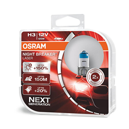 Osram H3 Night Breaker Laser %150 Fazla Işık (Takım - 2 Adet)