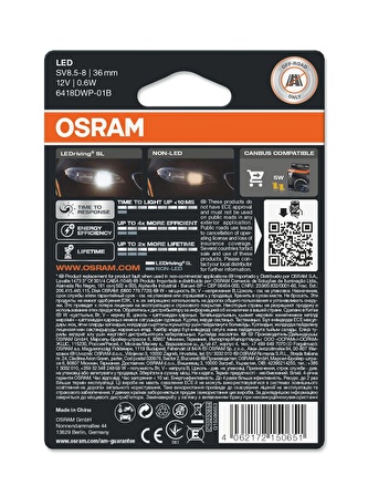 Osram Sofit Led LEDriving SL C5W 36mm 6000K Beyaz Işık 4 Yıl Garantili 6418WP.01B (1 Adet)