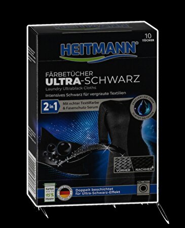 Heitmann 2'si 1 Arada Ultra Siyah Renk Koruyucu Boyama  Mendilleri 10'lu
