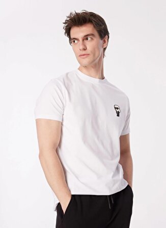 KARL LAGERFELD Bisiklet Yaka Beyaz Erkek T-Shirt 755027500221