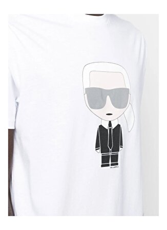 KARL LAGERFELD Bisiklet Yaka Beyaz Erkek T-Shirt 755071500251