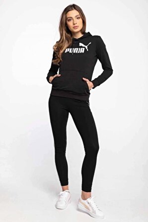 Puma Ess Logo Hoodie Tr (s) Kadın Sweatshirt 586791 01 Black