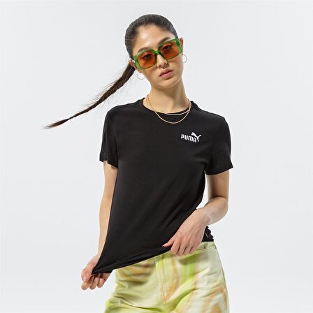 Puma Ess+ Embroidery - Kadın Siyah Spor T-shirt - 848331 01