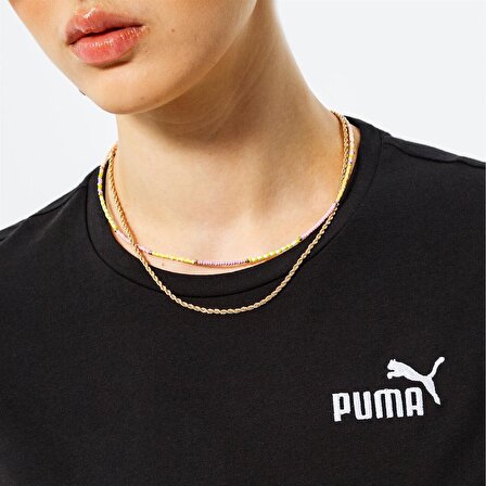 Puma Ess+ Embroidery - Kadın Siyah Spor T-shirt - 848331 01