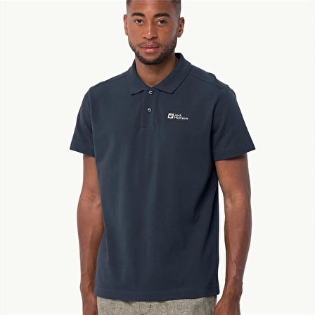 Jack Wolfskin Essential Polo M Erkek Lacivert Polo T-Shirt