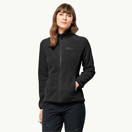 Jack Wolfskin Düz Siyah Kadın Polar Sweatshırt 1703883-6000 MOONRISE FZ W