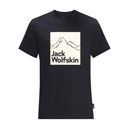 Jack Wolfskin Bisiklet Yaka Baskılı Lacivert Erkek T-Shirt 1809021_1010 BRAND T M