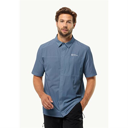Jack Wolfskin Vandra S/S Shirt M Erkek Mavi Gömlek