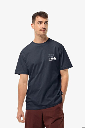 Jack Wolfskin Dıscover T M Erkek Mavi T-Shirt 1809761TR-16459