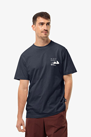 Jack Wolfskin Dıscover T M Erkek Mavi T-Shirt 1809761TR-4314
