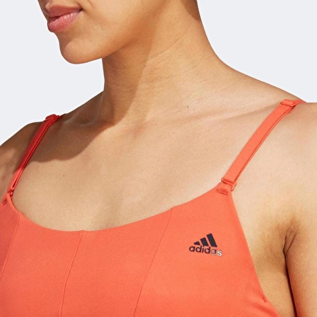 Adidas HR9682 Yoga Studio Light-Support Kadın Turuncu Pedli Bra