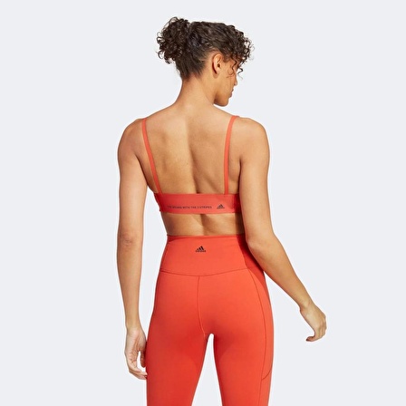 Adidas HR9682 Yoga Studio Light-Support Kadın Turuncu Pedli Bra