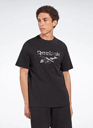 Reebok Siyah Erkek Yuvarlak Yaka T-Shirt HS7387 RI Modern Camo T-Sh