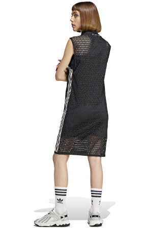 adidas Siyah Kadın Fermuarlı Slim Fit Elbise IJ5029-RIB DRESS