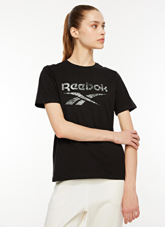 Reebok Siyah Kadın Yuvarlak Yaka T-Shirt II3216 MODERN SAFARI GRAPHIC TEE