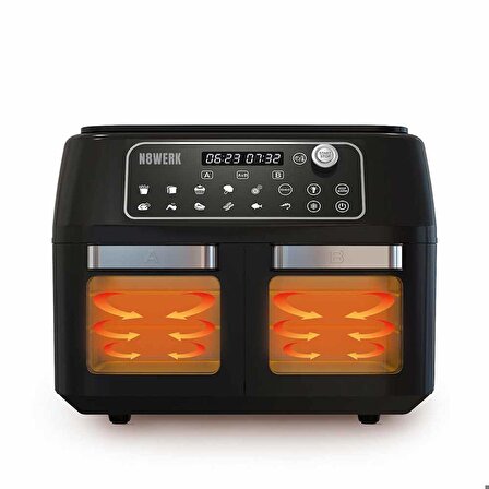 N8WERK Hot Air Fryer Çift Sepetli 11 L Siyah