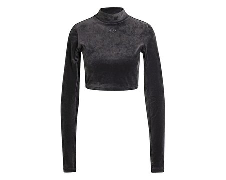 adidas Velvet Crop Top Kadın Günlük Tişört IT9660 Siyah