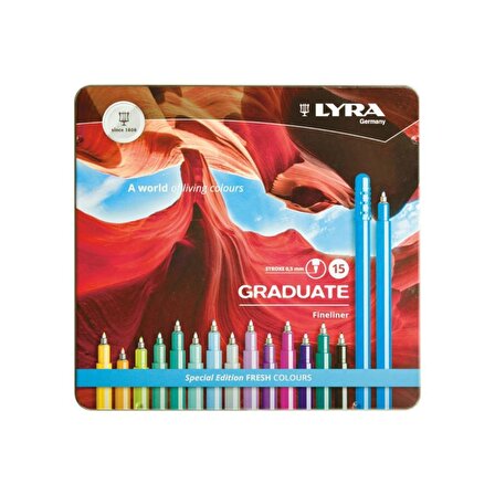 Lyra Graduate Fineliner Kalem Seti 0,5mm - 15 Renk (Fresh) 266198
