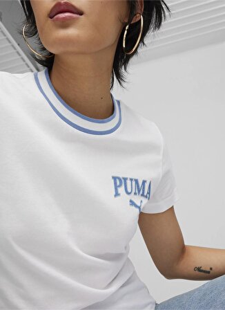 Puma 67789702  SQUAD Tee Beyaz Kadın Bisiklet Yaka Regular Fit T-Shirt