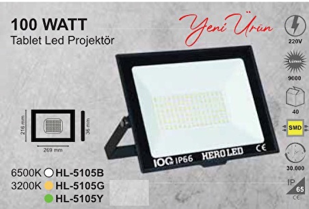 100 WATT BEYAZ LED PROJEKTÖR HERO