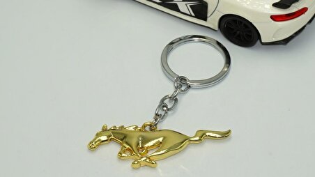 Dk Mustang Koşan At Logo Çift Yön Gold Metal Stil Anahtarlık