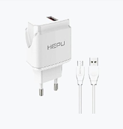  HEPU HP617M 2.1A Seyahat Şarj Aleti USB-Micro USB Kablo Set
