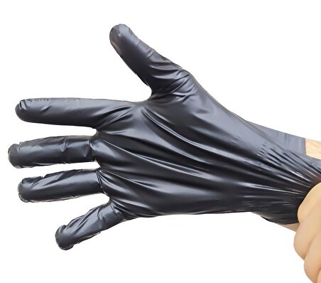 Glove L Beden Tpe/pe Pudrasız Tek Kullanımlık Siyah Elastik Eldiven 100 Adet