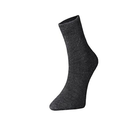 Kadın, Pamuklu Tekli Çorap, İçi Havlulu, Kışlık Koyu Gri Kısa Soket Bot Çorabı 36-40