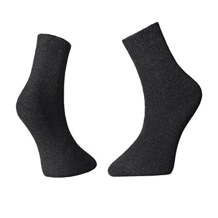 Kadın, Pamuklu Tekli Çorap, İçi Havlulu, Kışlık Siyah Kısa Soket Bot Çorabı 36-40