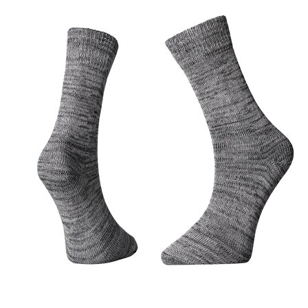 Unisex, Tekli Pamuklu Rahat Kışlık Soket Bot Çorabı, Gri Melanj 38-44