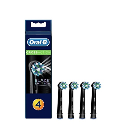 Oral-B Cross Action Black Edition 4'lü Şarjlı Diş Fırçası Yedeği