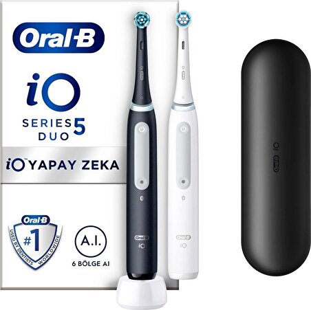 Oral-B Io 5 Şarjlı Diş Fırçası Seti 2'Li - Mat Siyah / Beyaz