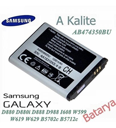 Samsung D880 Batarya D888 D988 W599 B5712C Uyumlu Batarya Pil