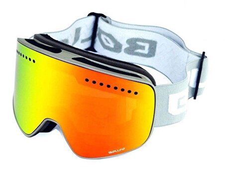 Çift Katmanlı Beyaz-Kırmızı Manyetik Lensli Anti-Sis Özellikli UV400 Snowboard Kayak Gözlüğü