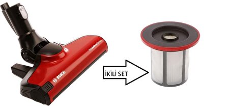 Bosch Unlimited Proanimal Serie 6 Şarjı Süpürge Başlığı KırmızıVe filtresi 2 li, Set