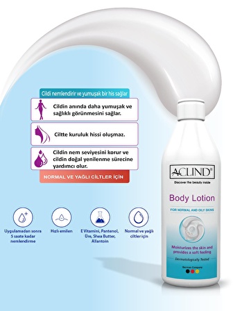 ACLIND® BODY LOTION 250 ml | Vücut Losyonu Nemlendirici Krem | Güzellik Serisi