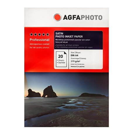 Agfa Photo Satin,Mat A4 260Gr/m²  Fotoğraf Kağıdı 20 Yaprak