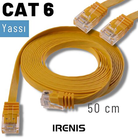IRENIS 50 cm CAT6 Kablo Yassı Ethernet Network Lan Ağ İnternet Kablosu