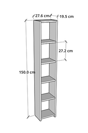 CMK Store 6 Raflı Kitaplık 150 cm Sunta Kitaplık Ofis Mutfak Rafı Atlantik Çam