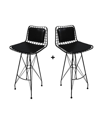 Knsz kafes tel bar sandalyesi 2 li zengin syhsyh sırt minderli 75 cm oturma yüksekliği ofis cafe bahçe mutfak
